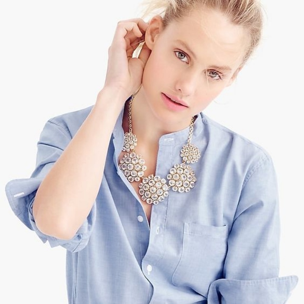 Jcrew Crystal Cluster Gold Statement Necklace - image 8